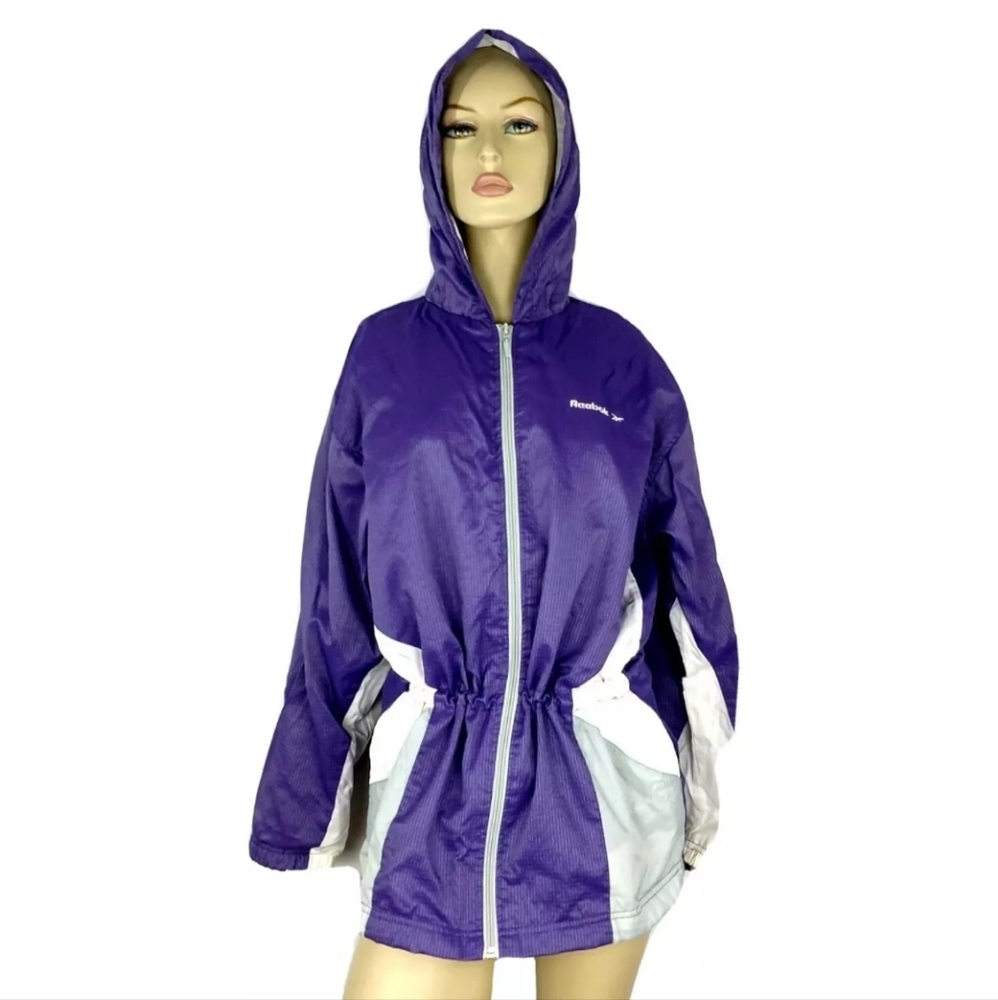 Reebok Vintage Retro 90's hoodie zip-up windbreaker Track jacket Womens Medium